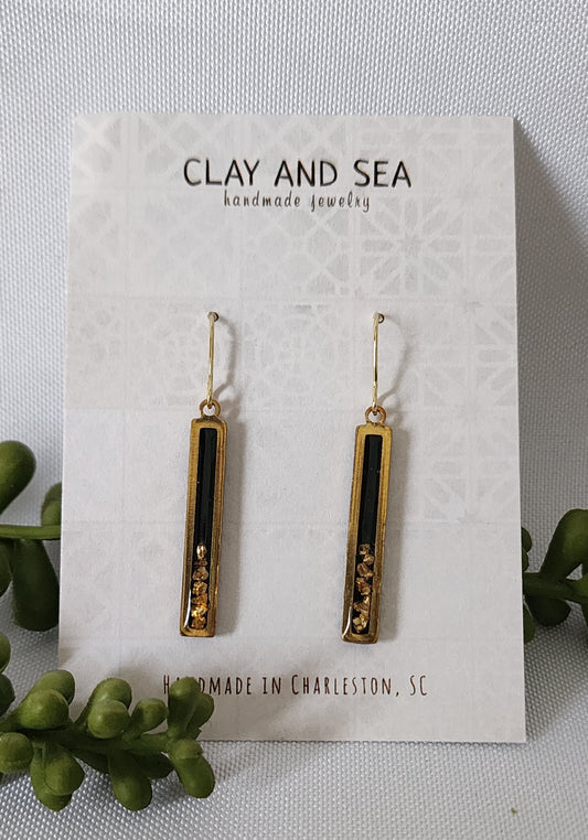 Black Earrings with Chunky Gold -Multiple Shapes