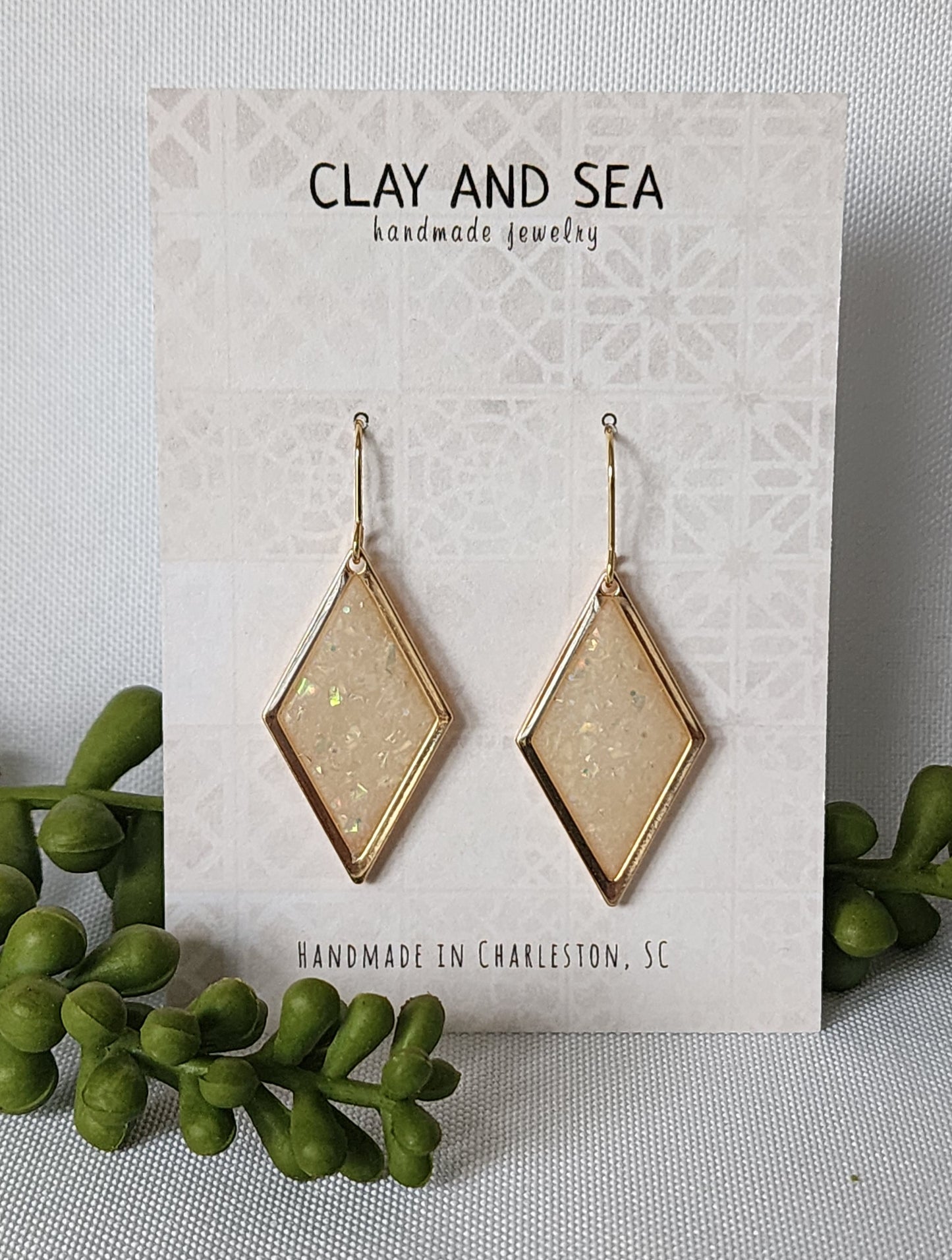 Opal Earrings in Diamond