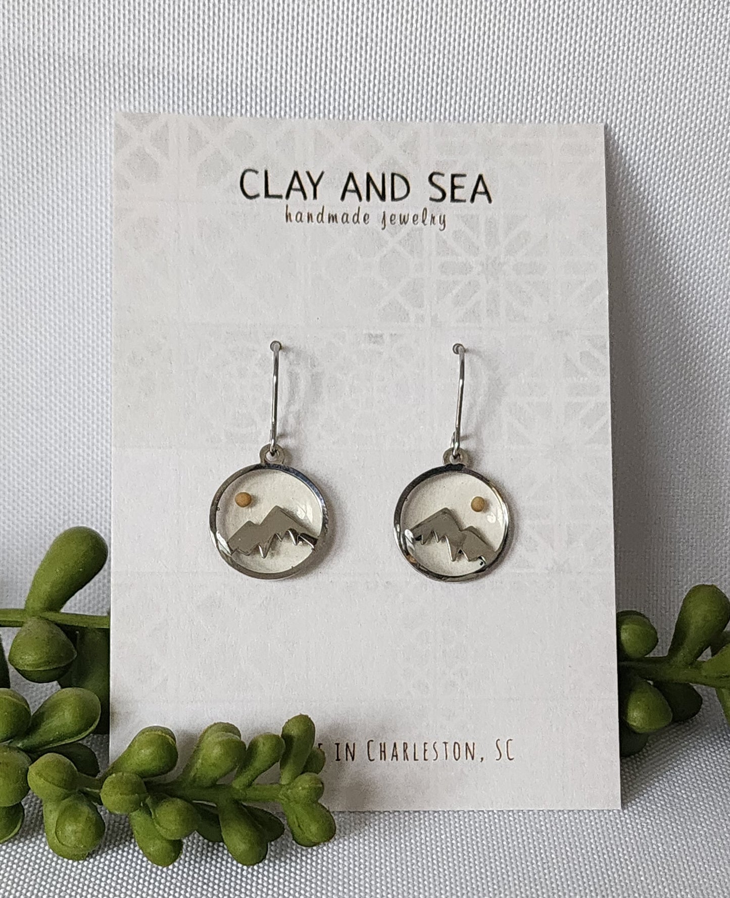 Handmade mustard seed polymer clay dangle earrings by Clay and Sea Charleston SC - view 6