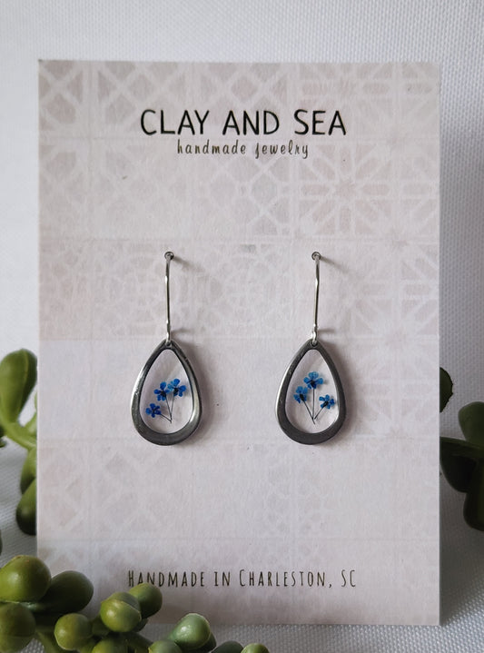 Real Pressed Dainty Flower Earrings- Multiple Colors