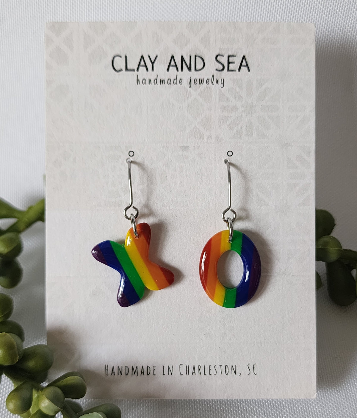 Rainbow Stripe Earrings in X & O