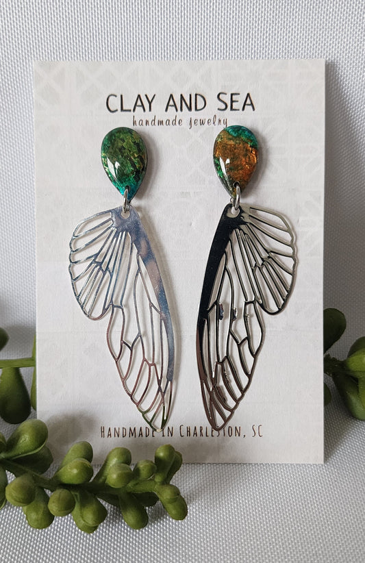 Chrysocolla Earrings in Wings