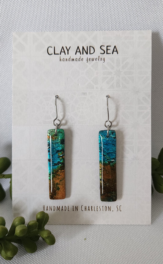 Chrysocolla Earrings in Rectangle