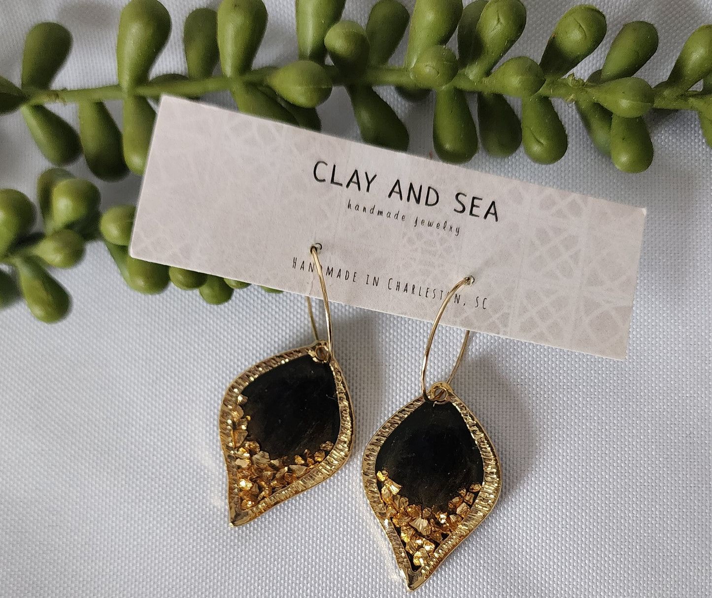 Black Earrings with Chunky Gold -Multiple Shapes
