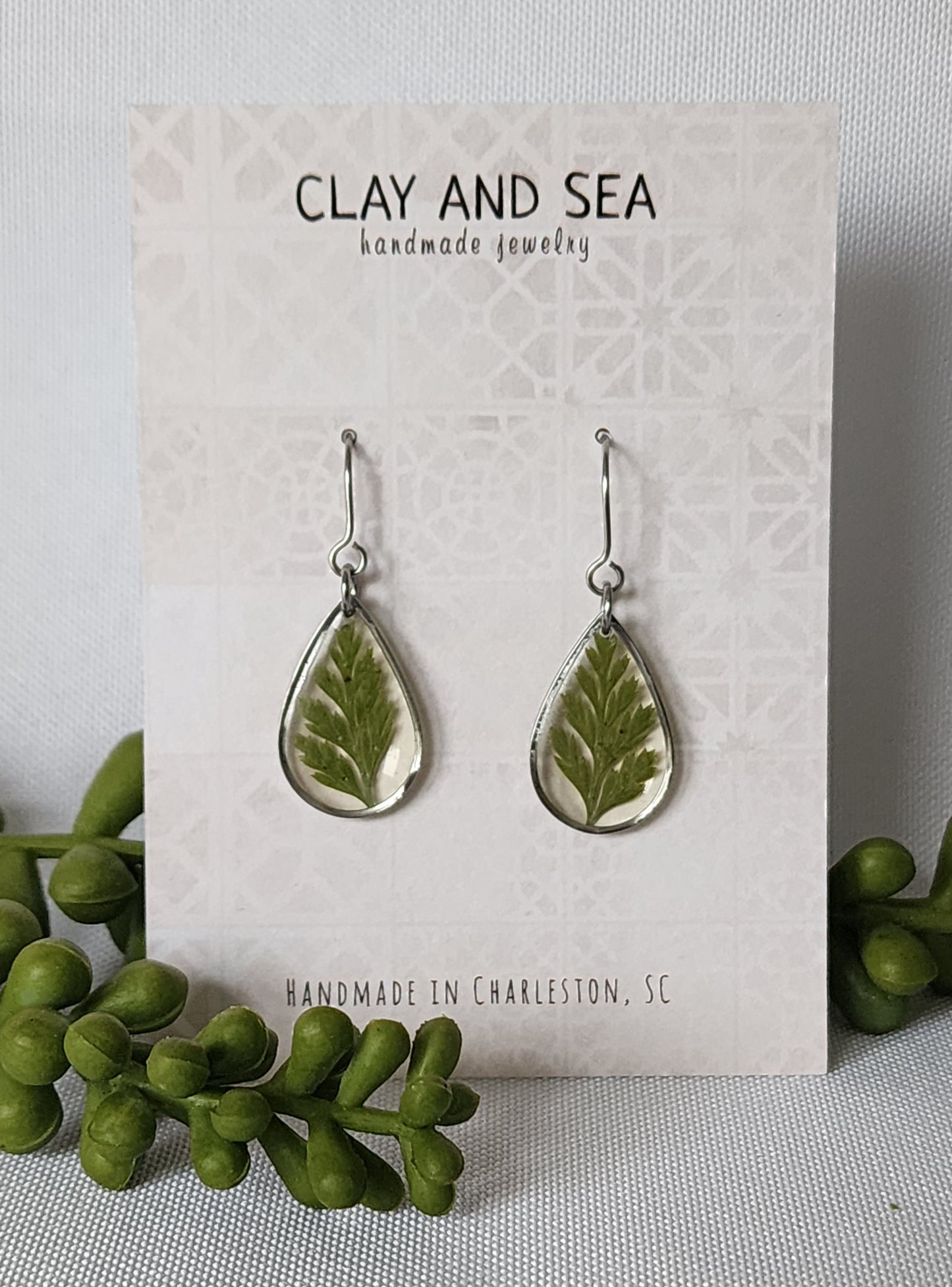 Real Pressed Fern Earrings- Multiple Shapes