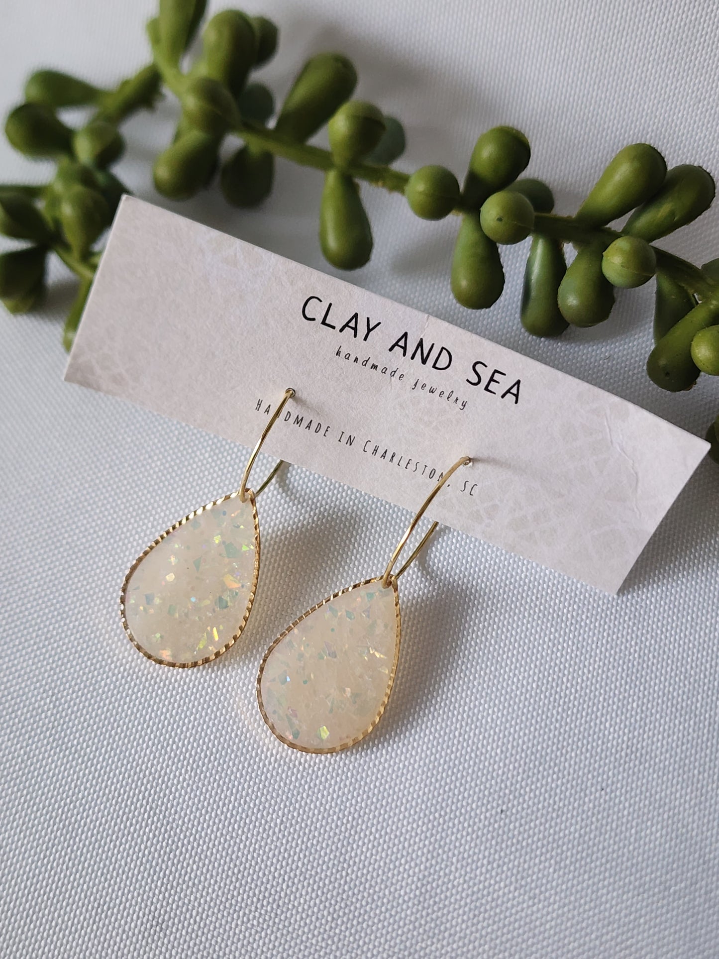 Gold Rimmed Teardrop Earrings Multiple Colors and Designs