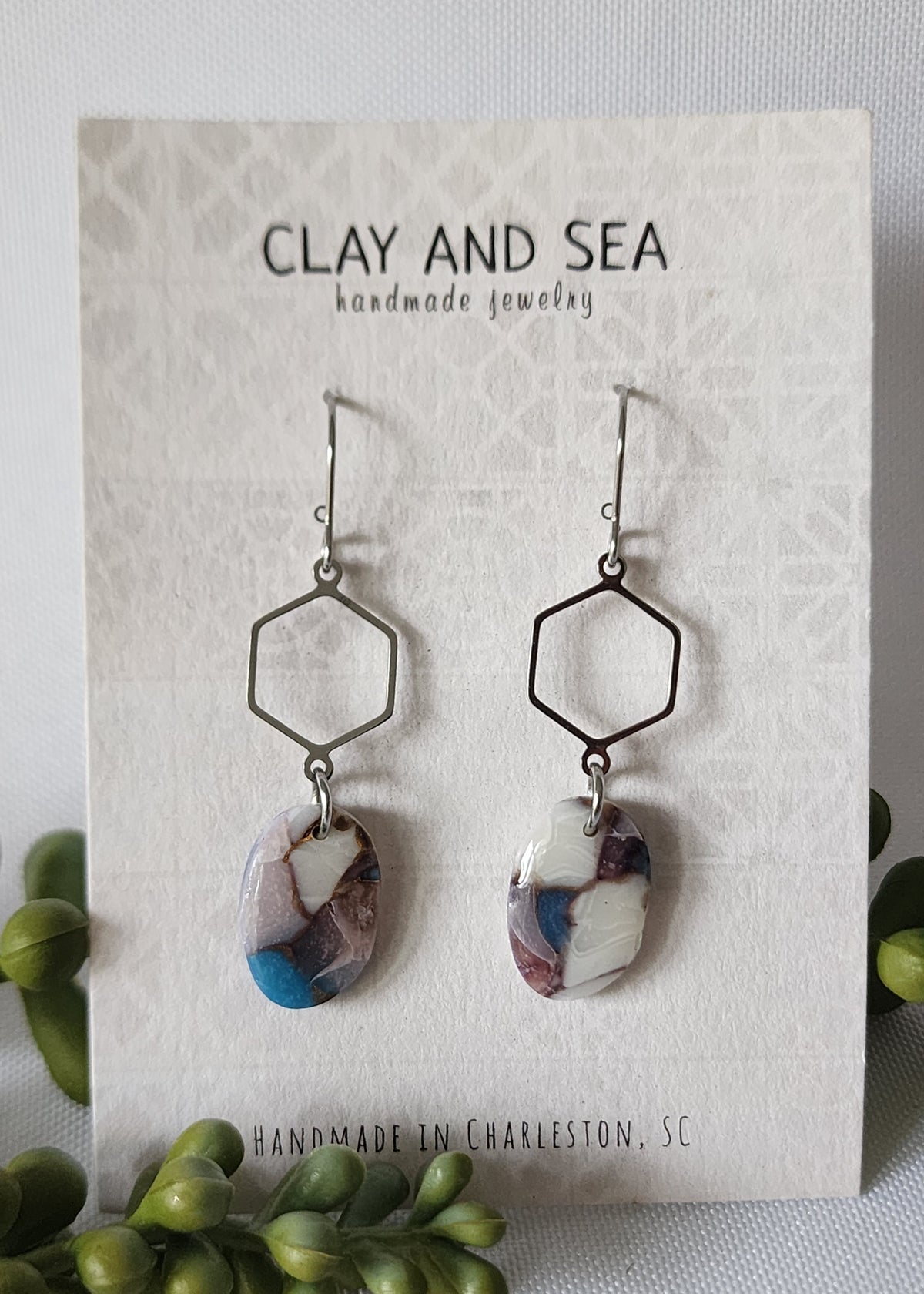 White Buffalo Turquoise Earrings in Stone Drop