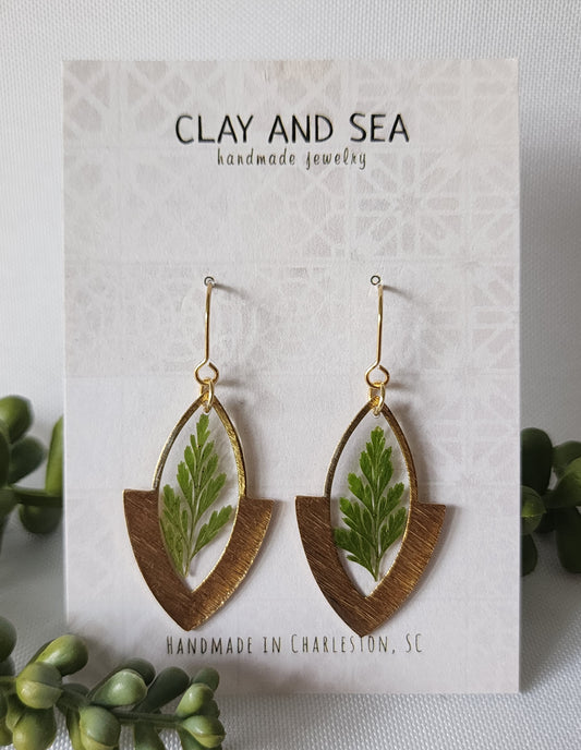 Real Pressed Fern Earrings- Multiple Shapes