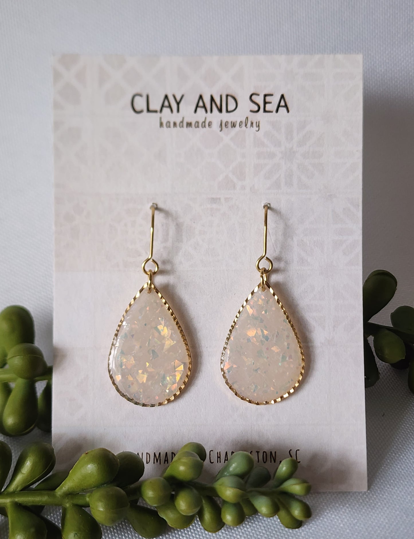 Gold Rimmed Teardrop Earrings Multiple Colors and Designs
