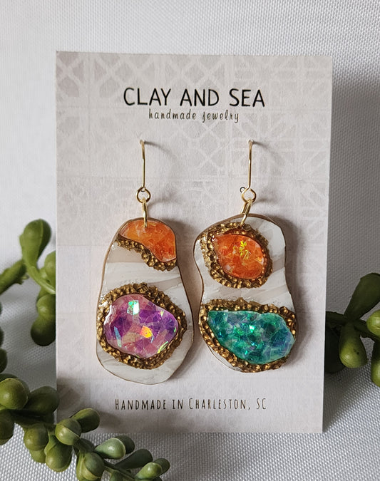 Double Gem Drop Earrings