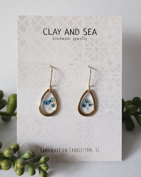 Real Pressed Dainty Flower Earrings- Multiple Colors