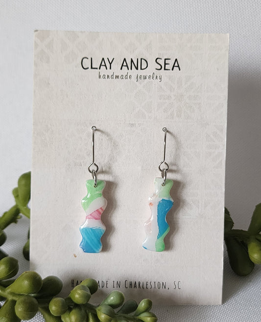 Painted Pastel Earrings in Wavy Multiple Colors
