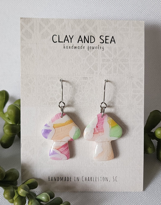 Painted Pastel Earrings in Mushroom