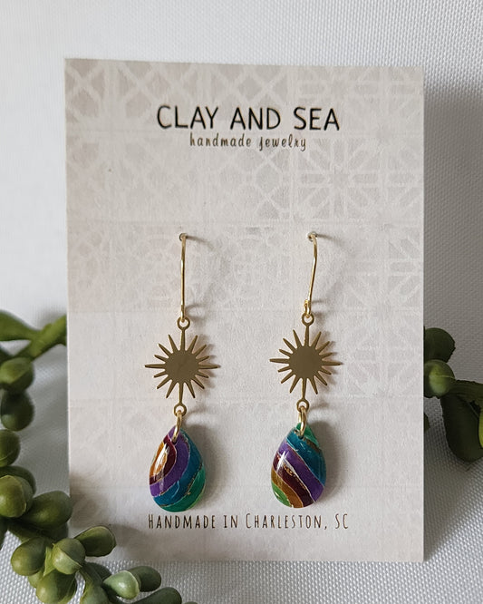 Rainbow Swirl Earrings in Sun Drop