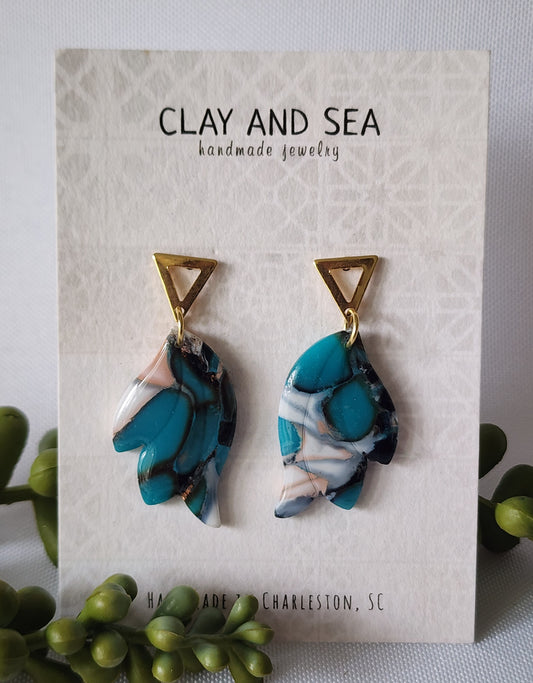 White Buffalo Turquoise Earrings in Feather