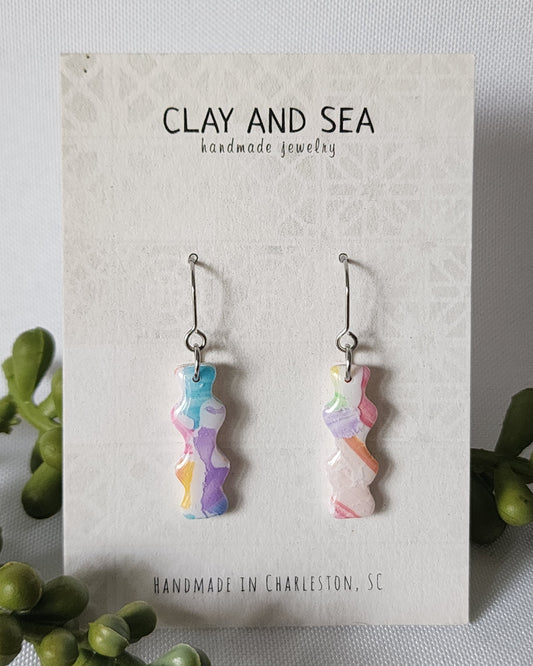 Painted Pastel Earrings in Wavy Multiple Colors