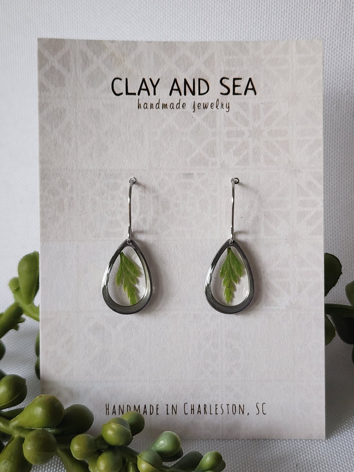 Real Pressed Fern Earrings- Multiple Shapes